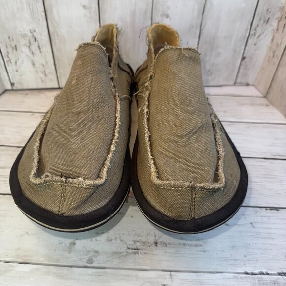 Sanuk Mens 14 Vagabond Sidewalk Surfer Brown Canvas Lightweight Loafer Shoes - Picture 2 of 9